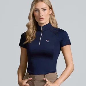 Remisa Ladies Technical Short Sleeve Riding Top Navy