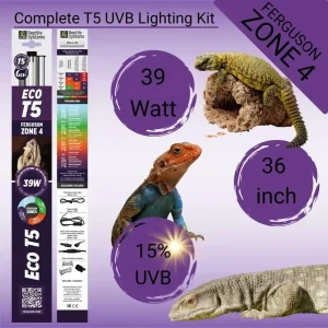 Reptile Systems Eco T5 Zone 4 Lighting Kit | 15% UVB Lamp & Reflector