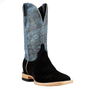 Resistol Boots Men`s Black Roughout Square Toe 13in Blue Top