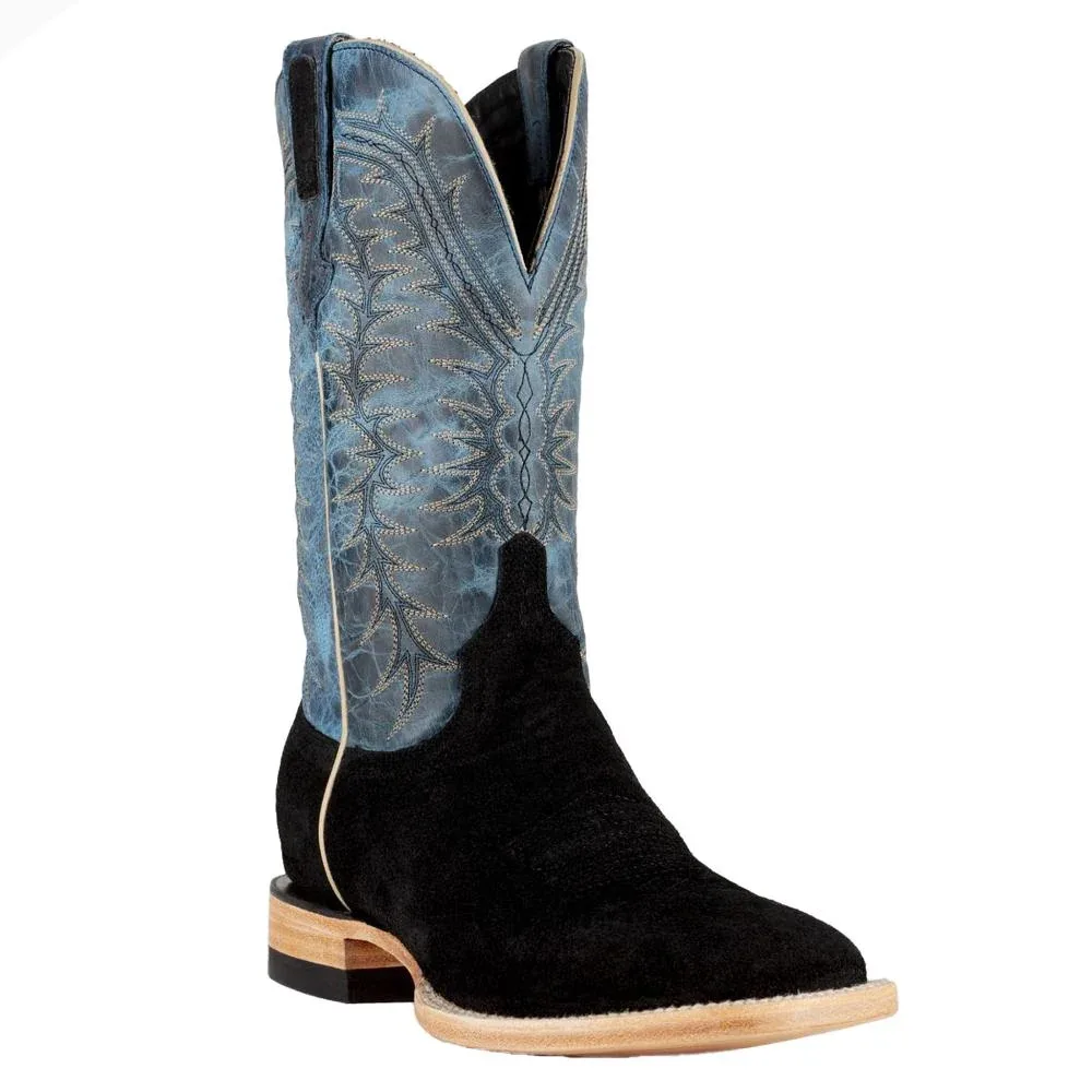 Resistol Boots Men`s Black Roughout Square Toe 13in Blue Top