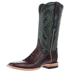 Resistol Boots Men`s Chocolate Ostrich Leg Vamp 13In Navy Top