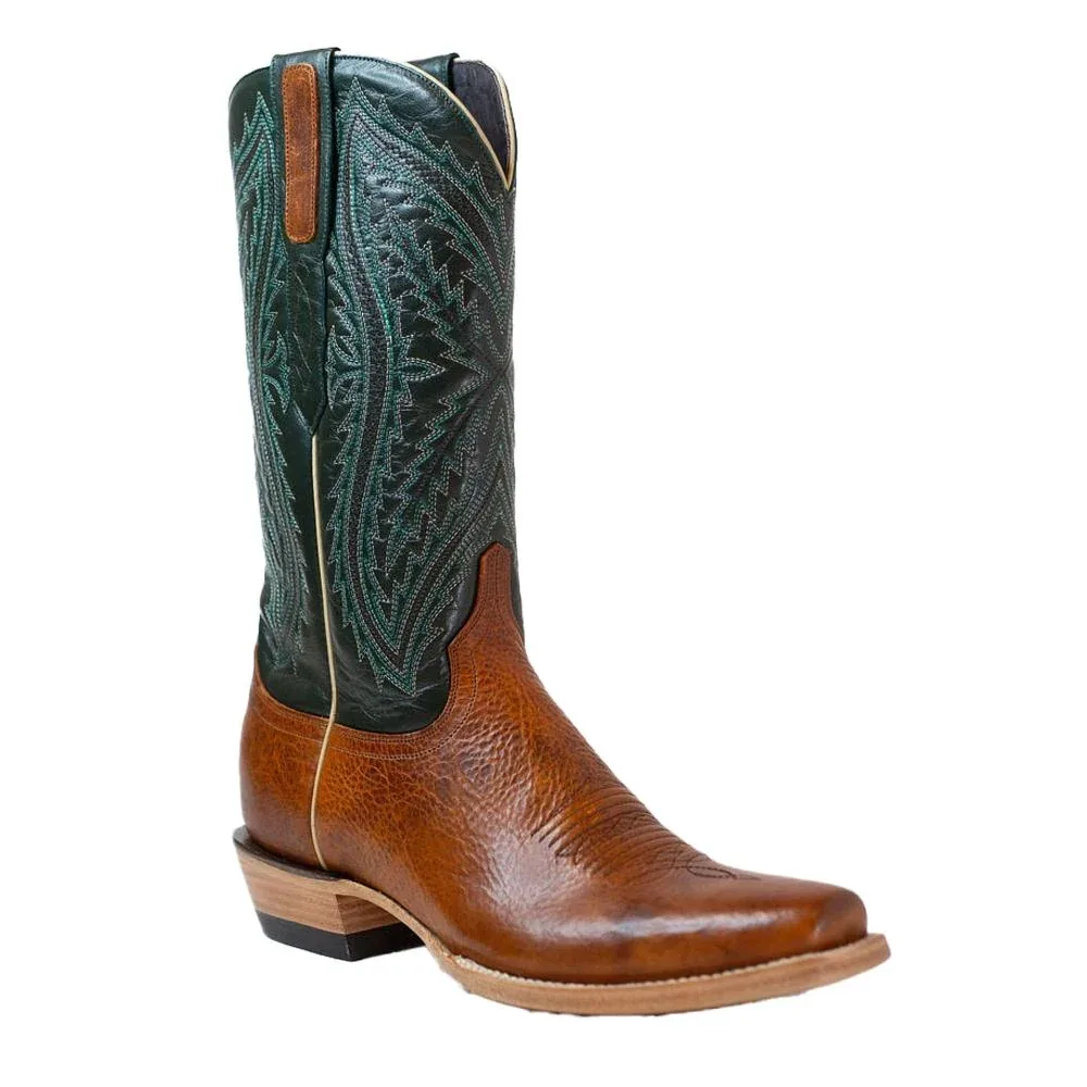 Resistol Boots Men`s Golden Tan Bison 13in Black Top