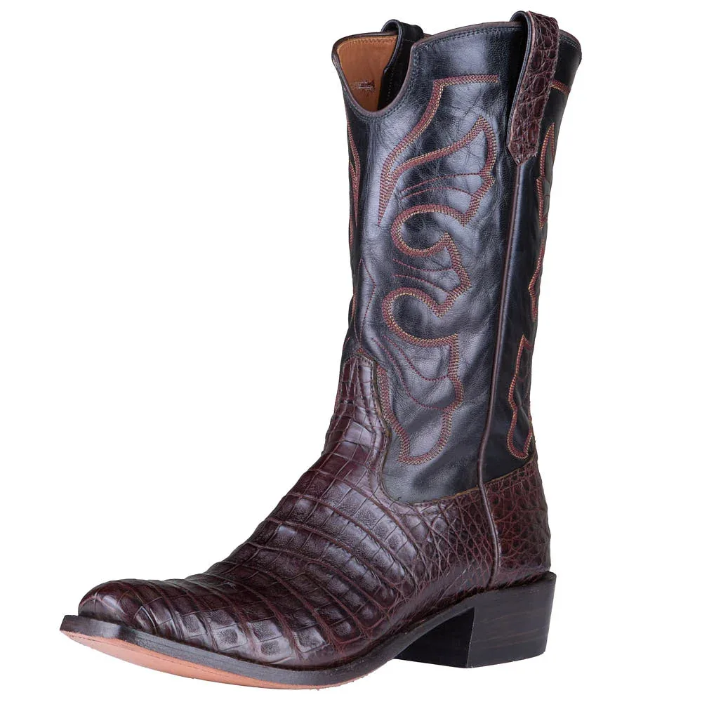 Rios Of Mercedes Men's Chocolate Glazed Caiman Belly Vamp 13in Black Kidskin Top