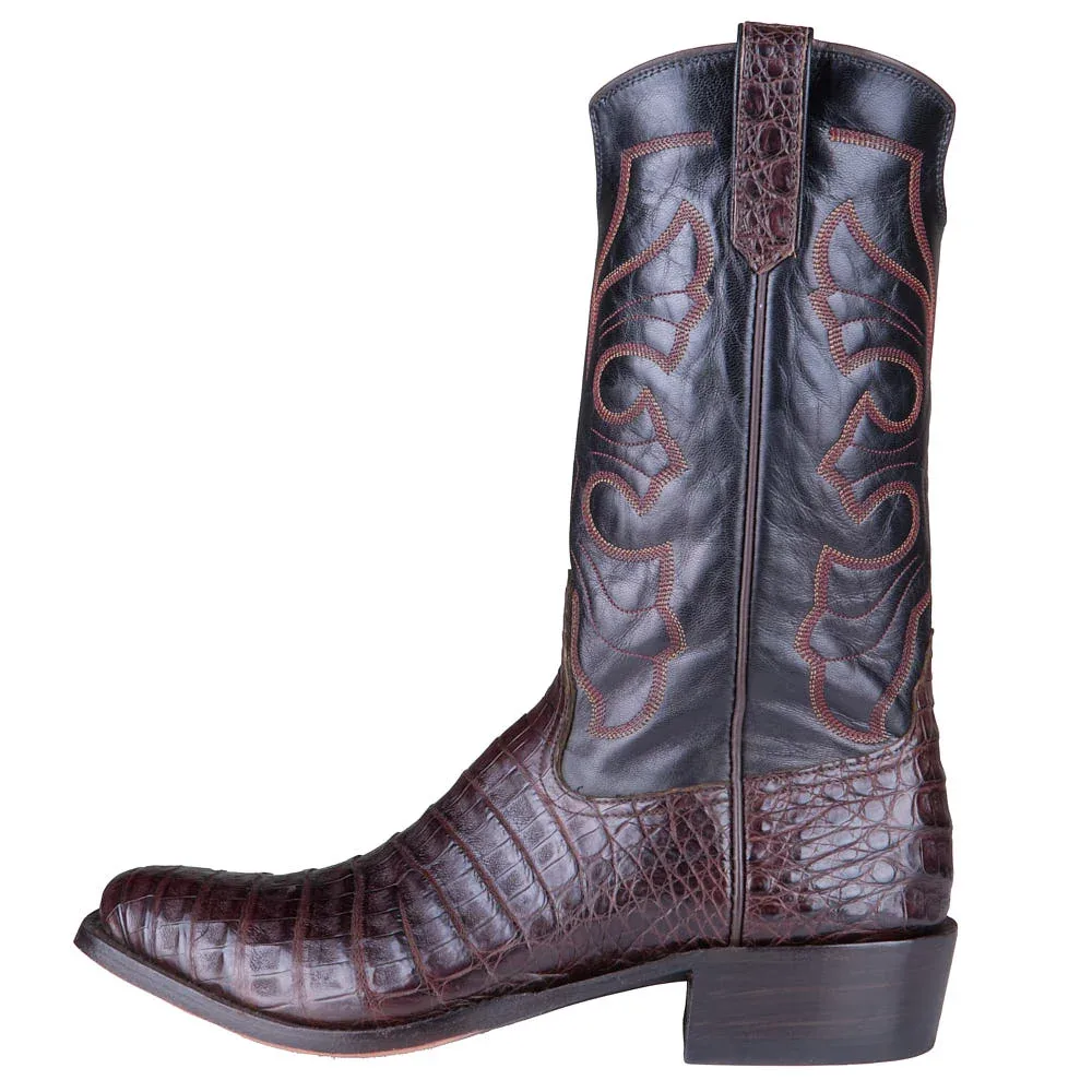 Rios Of Mercedes Men's Chocolate Glazed Caiman Belly Vamp 13in Black Kidskin Top - Image 2