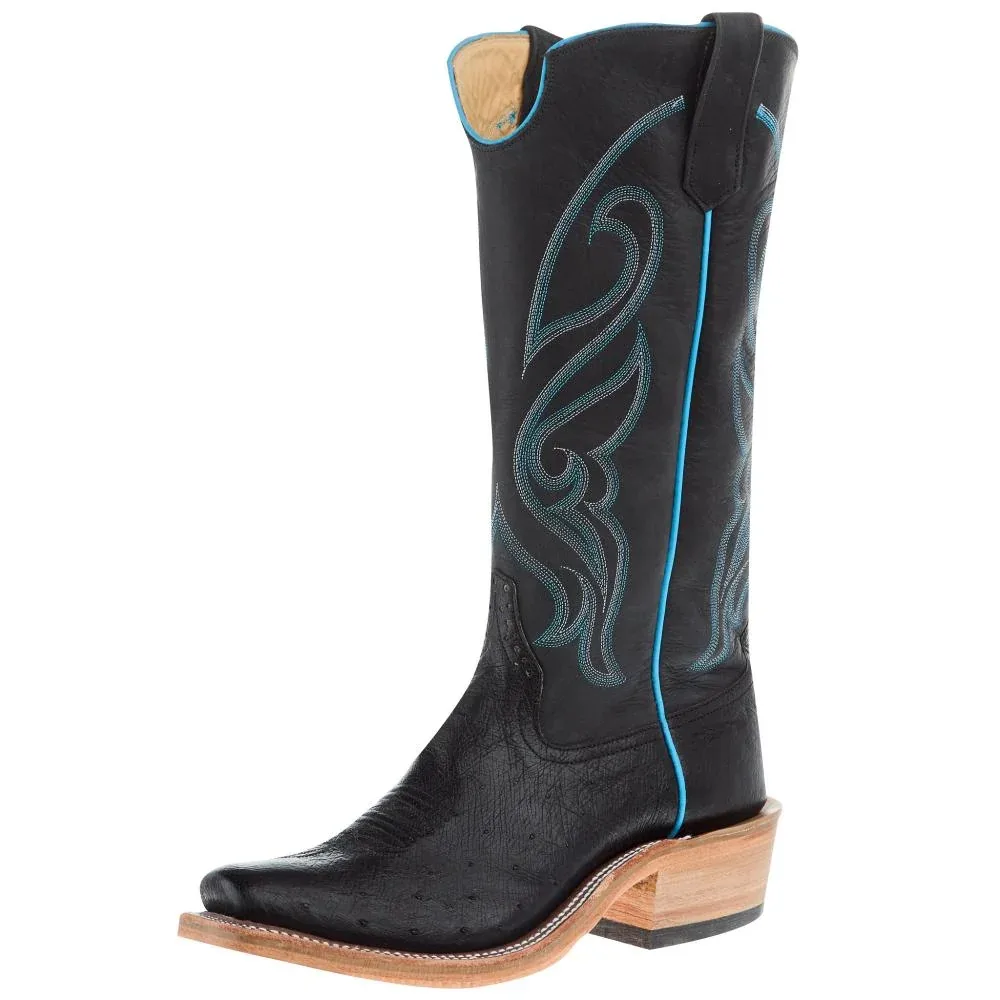 Rios Of Mercedes Men's Ride Ready Black Smooth Ostrich 15in Black Buffamonte Top Cowboy