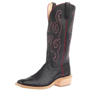 Rios Of Mercedes Men's Ride Ready Black Smooth Ostrich Vamp 15in Black Wyoming Top