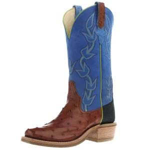 Rios Of Mercedes Womens Ride Ready Cognac FQ Ostrich 13In Blue Sinsation Top Boot