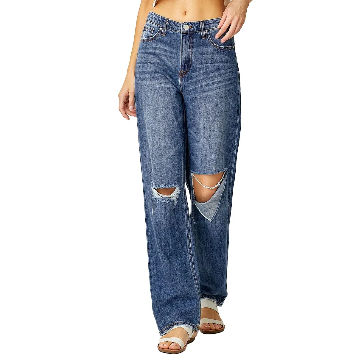 Risen Jeans Womens Dark High Rise 90`s Comfy Jeans - Image 2