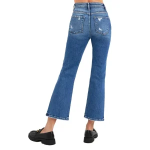Risen Jeans Womens Dark Tummy Control Crop Bootcut Jean