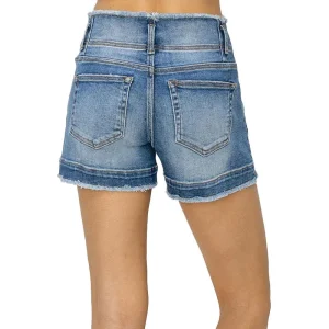 Risen Jeans Womens Medium Wash Seam Detailed Shorts