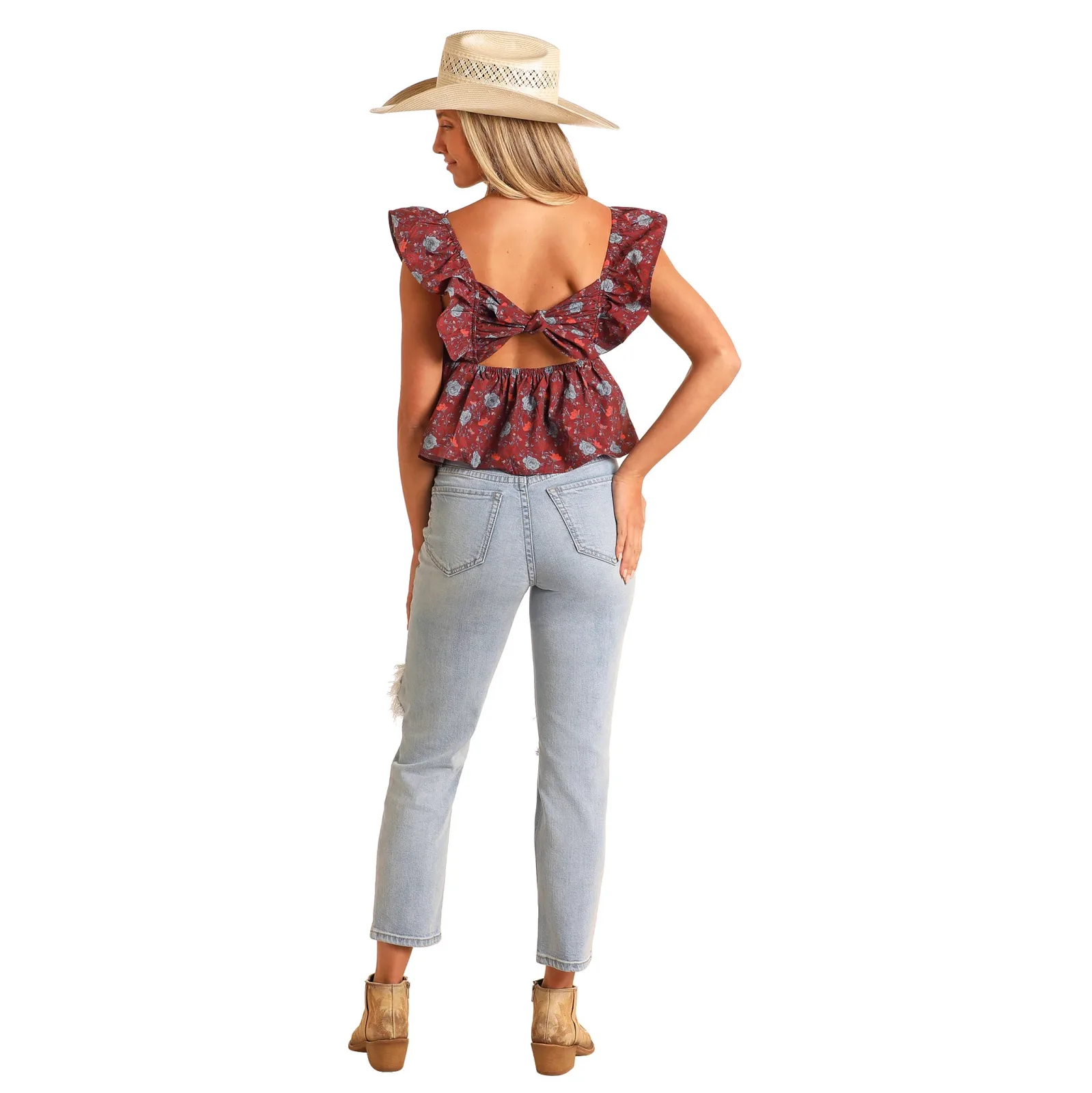 Rock & Roll Denim and Flutter Sleeve Top - Image 2
