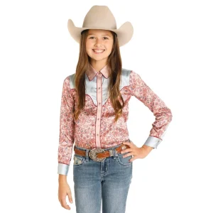 Rock & Roll Denim And Girls Rose Printed Satin Top