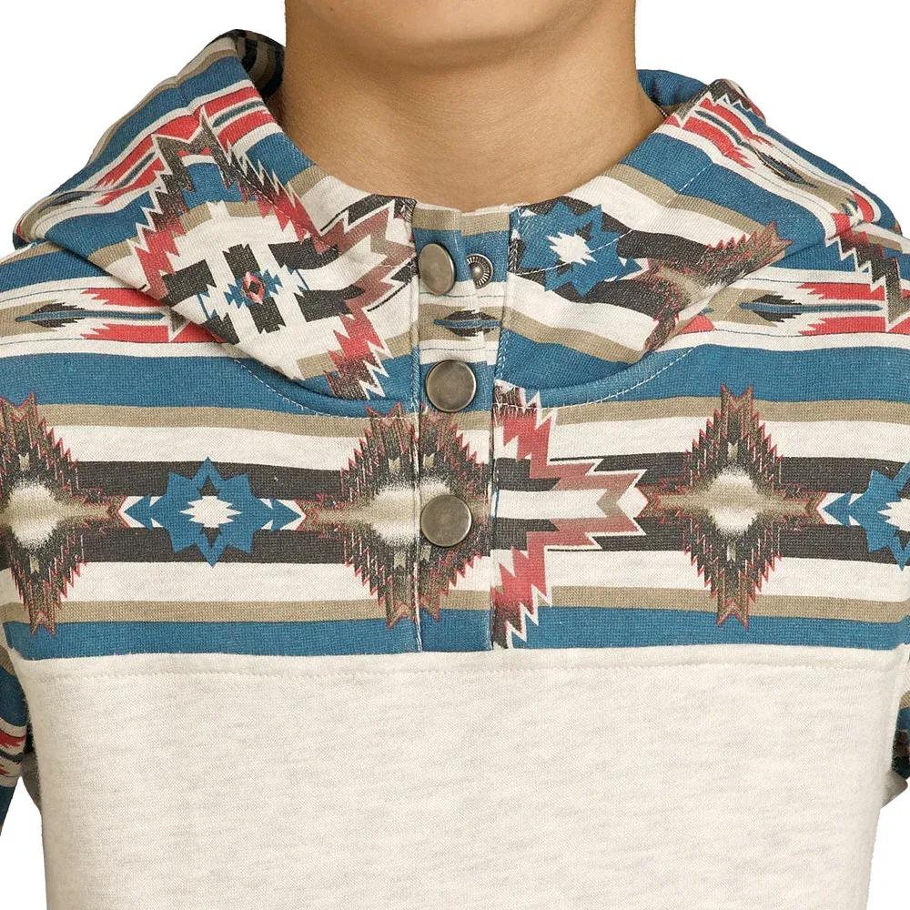 Rock & Roll Denim Boy's Natural Color Block Hoodie - Image 2