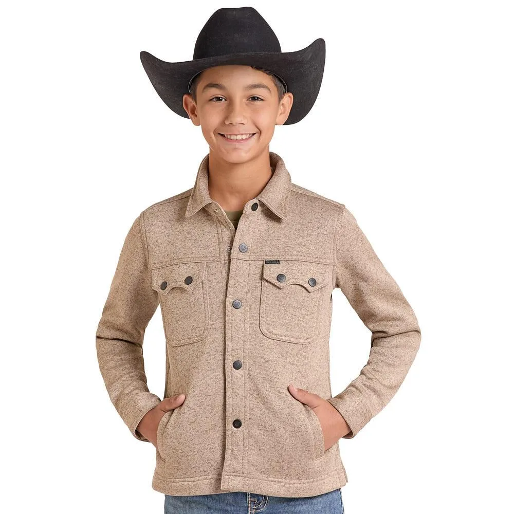Rock & Roll Denim Boy's Tan Melange Fleece Jacket
