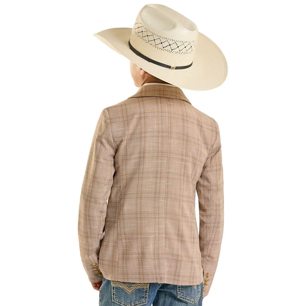 Rock & Roll Denim Boy's Tan Plaid Sports Coat - Image 2