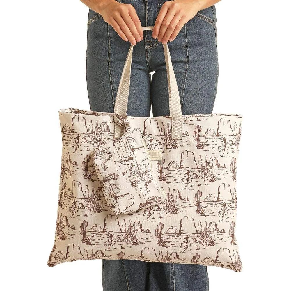 Rock & Roll Denim Conversational Western Print Bag - Image 2