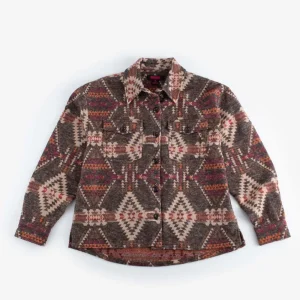 Rock & Roll Denim Dark Brown Aztec Shacket