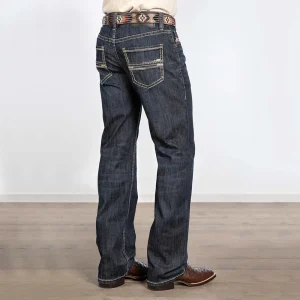 Rock & Roll Denim Double Barrel Straight Ladder Stitch Dark Wash Jeans