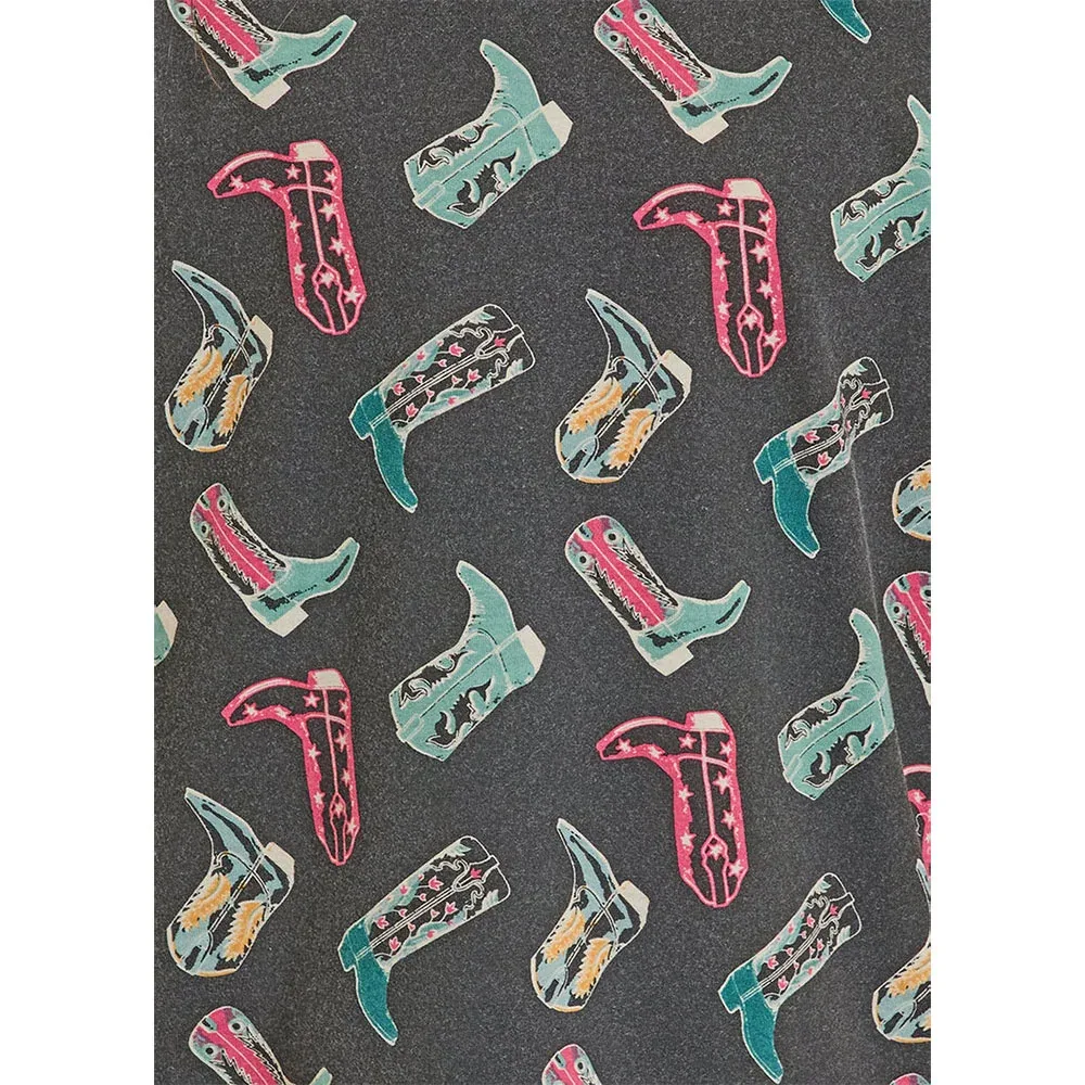 Rock & Roll Denim Girl's Black Boot Print Tee Shirt - Image 2