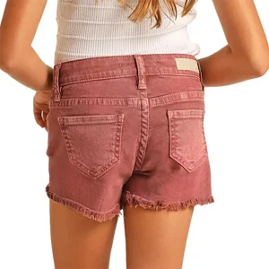 Rock & Roll Denim Girl's Distressed Rose Shorts