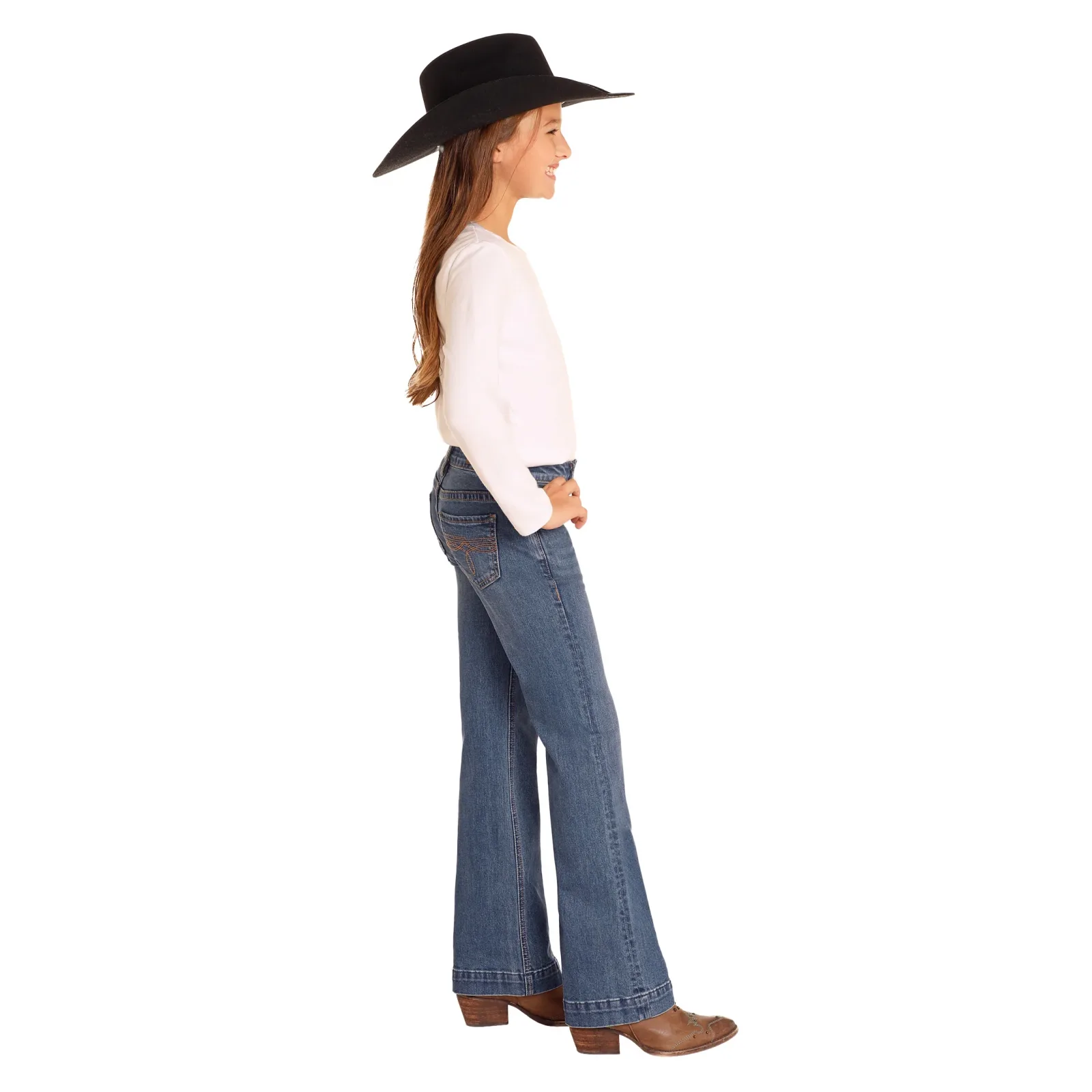 Rock & Roll Denim Girls Embroidered Pocket Trouser - Image 2