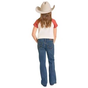 Rock & Roll Denim Girl's Embroidered Pocket Trouser Jeans