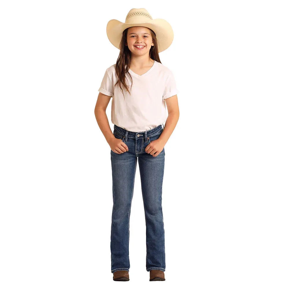Rock & Roll Denim Girl's Star Embroidered Bootcut Jeans - Image 2