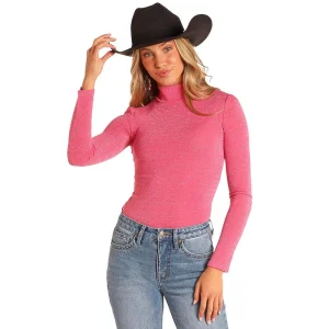 Rock & Roll Denim Ladies Lurex Turtleneck Top