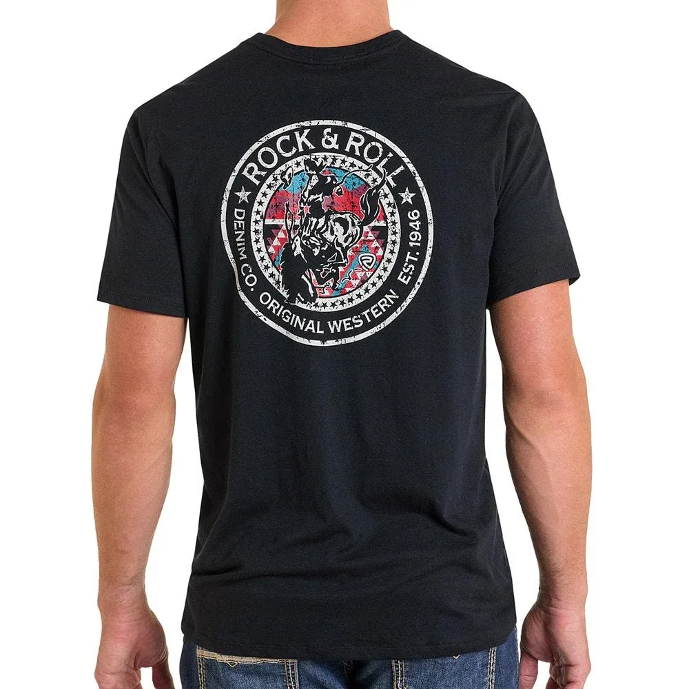 Rock & Roll Denim Men's Bronco Rider Black Tee