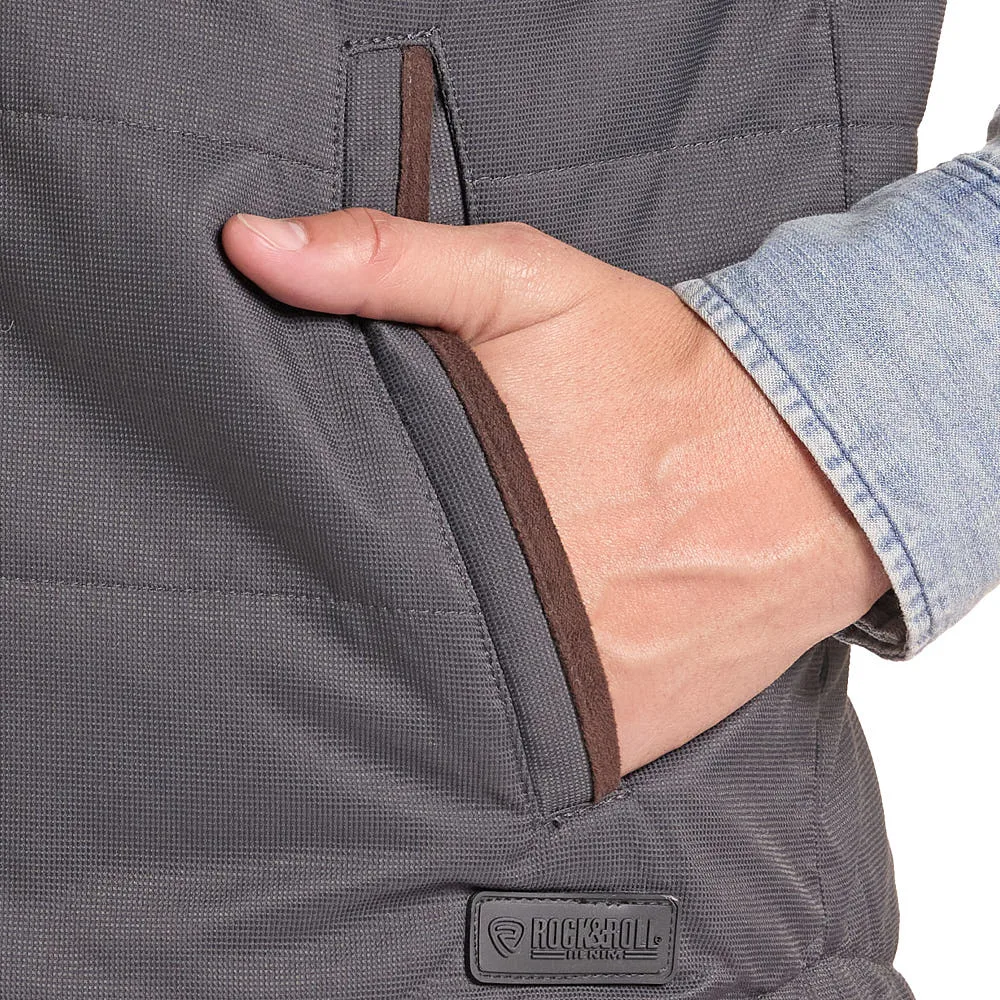 Rock & Roll Denim Men's Charcoal Puffer Vest - Image 2