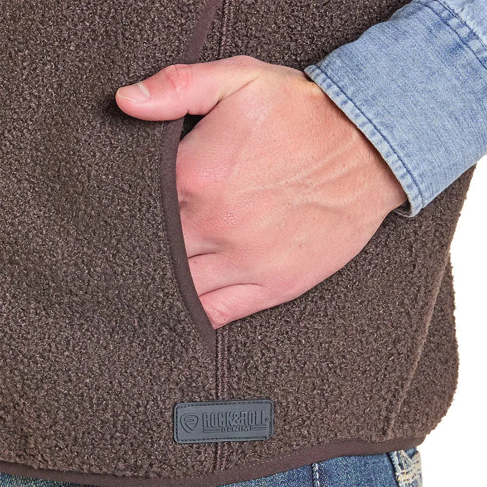 Rock & Roll Denim Men's Dark Brown Printed Berber Vest - Image 2