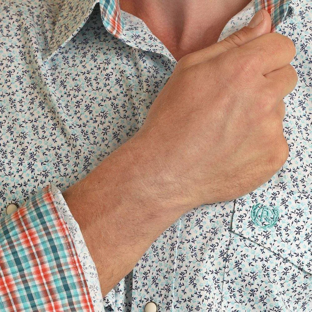 Rock & Roll Denim Men's Turquoise Floral Print Button Down - Image 2