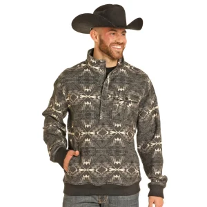 Rock & Roll Denim n Aztec Jacquard Bomber Pullover