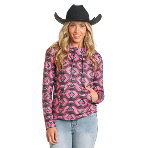 Rock & Roll Denim n Womens Pink Aztec Performance Hoodie