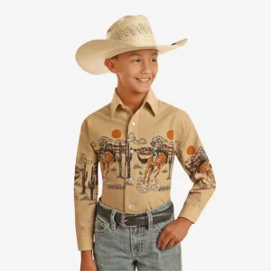 Rock & Roll Denim Panhandle Boys' Bronc Border Shirt