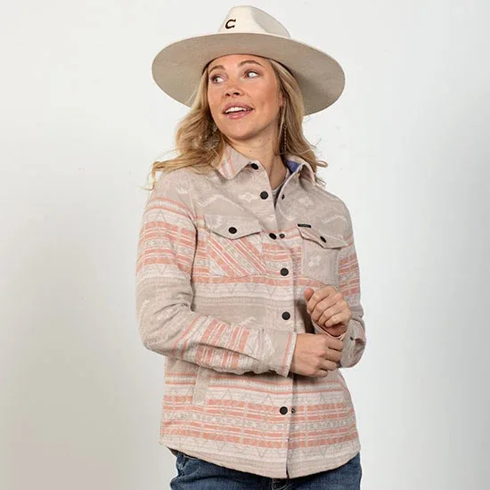 Rock & Roll Denim Peach Aztec Shirt Jacket