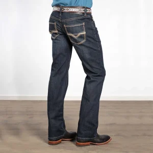 Rock & Roll Denim Pistol Straight Flat Seam Dark Wash Jeans