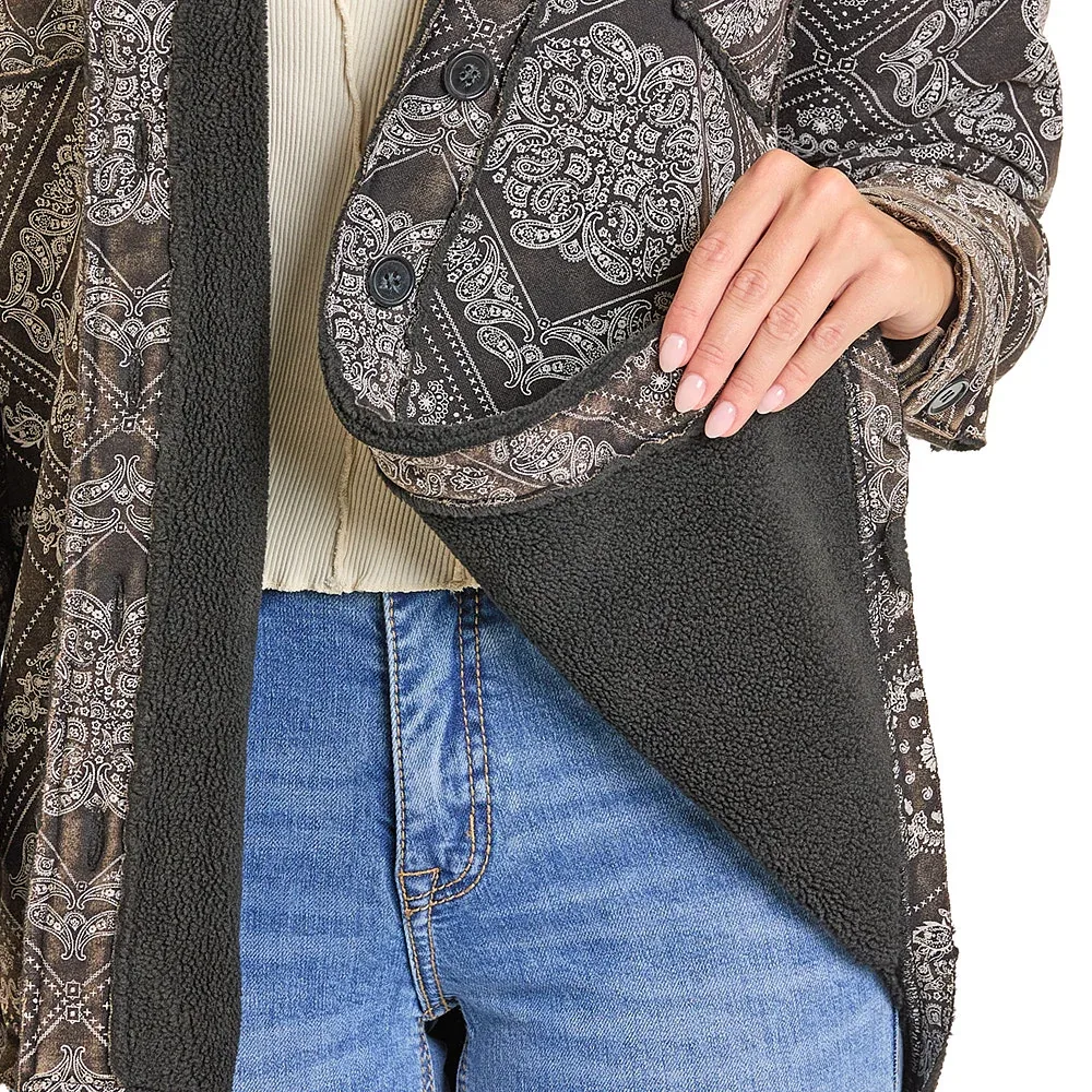 Rock & Roll Denim Women's Black Bandana Print Shacket - Image 2