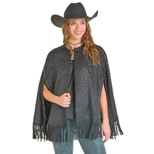 Rock & Roll Denim Women's Black Embroidered Cape