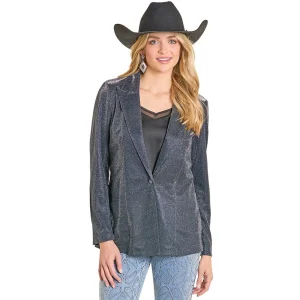 Rock & Roll Denim Women's Black Iridescent Blazer
