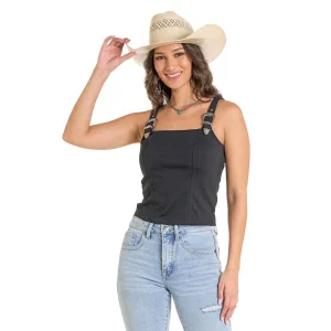 Rock & Roll Denim Women's Black Square Neck Crop Top