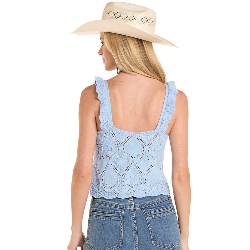 Rock & Roll Denim Women's Cerulean Crochet Tank Top - Image 2