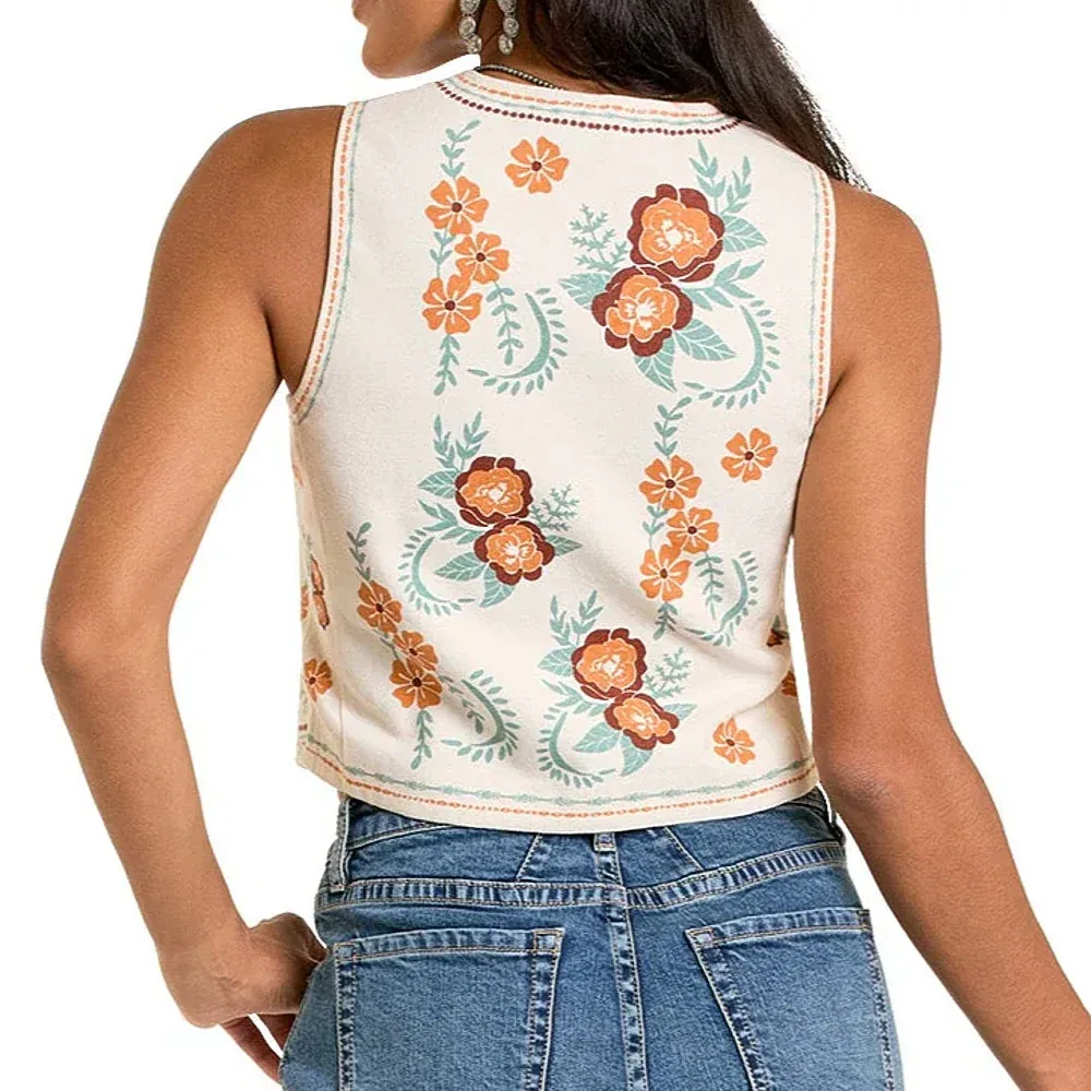 Rock & Roll Denim Women's Floral Print Vest - Image 2