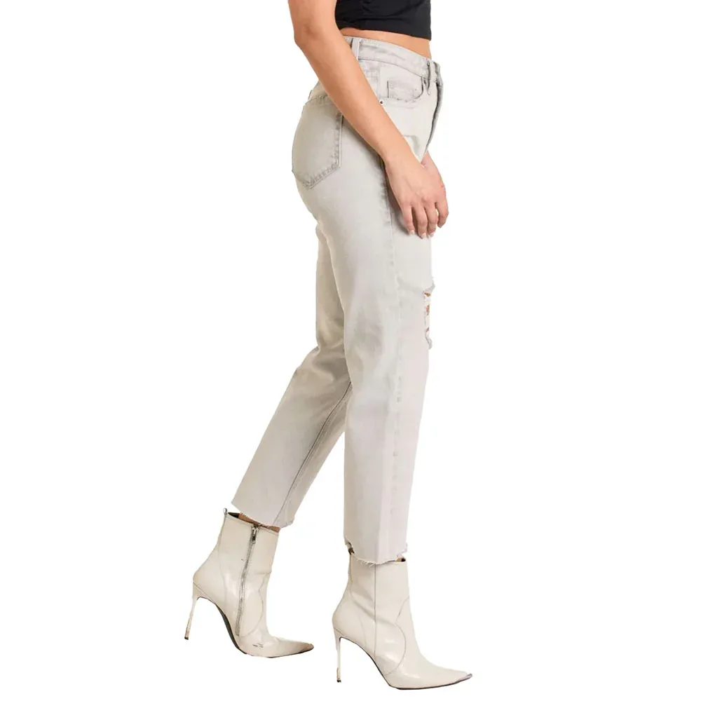 Rock & Roll Denim Women's Grey Straight Cropped - Image 2
