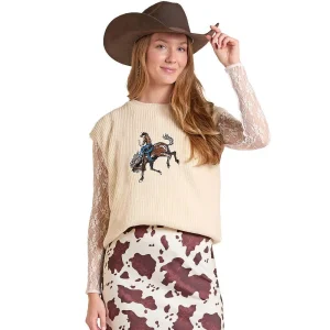 Rock & Roll Denim Women's Natural Embroidered Vest