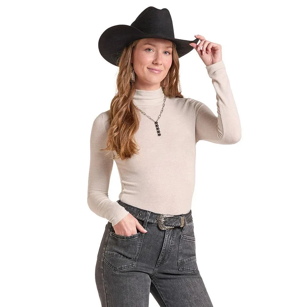 Rock & Roll Denim Women's Natural Lurex Turtleneck Top