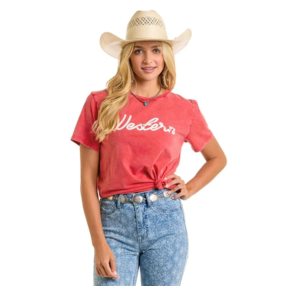 Rock & Roll Denim Women's Red Western Graphic Tee