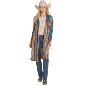 Rock & Roll Denim Women's Teal Aztec Duster