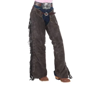 Rockin` Y Saddlery Youth Mocha Roughout with Chocolate Border Chaps