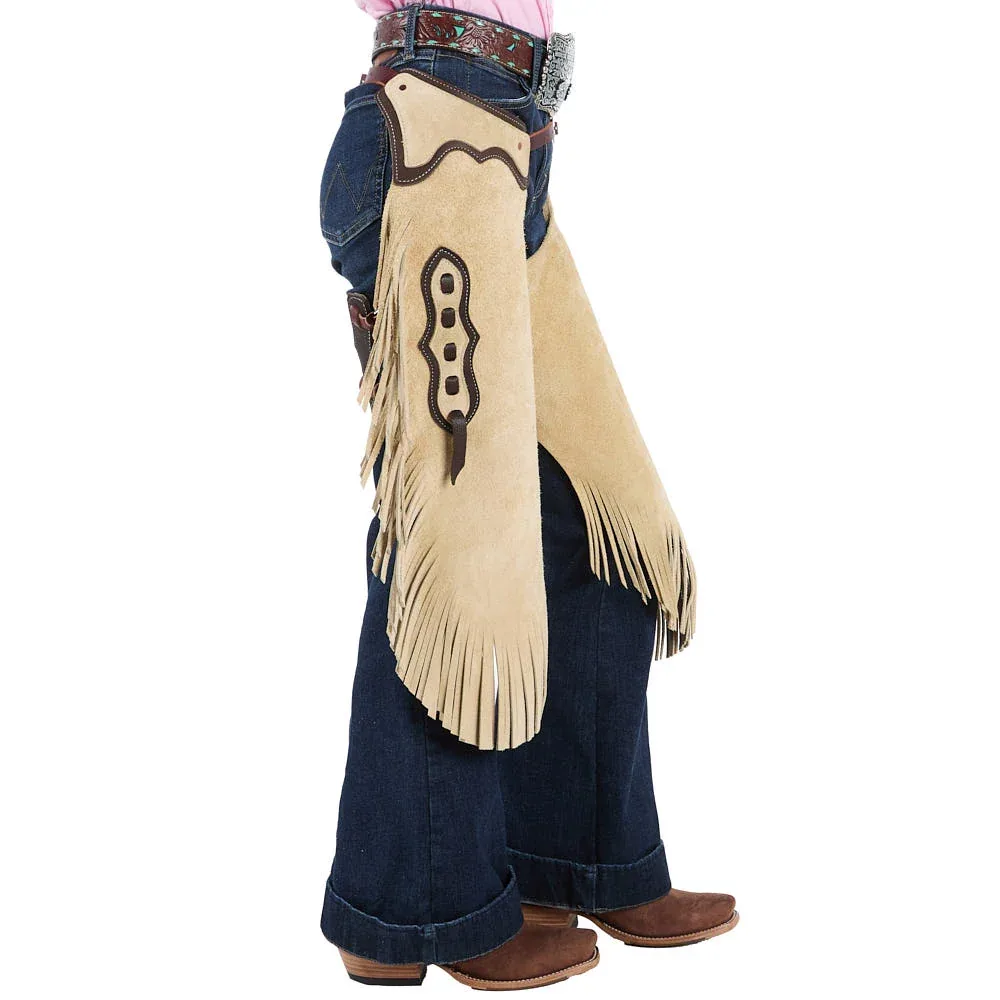 Rockin` Y Saddlery Youth XL Roughout with Chocolate Border Chinks - Image 2